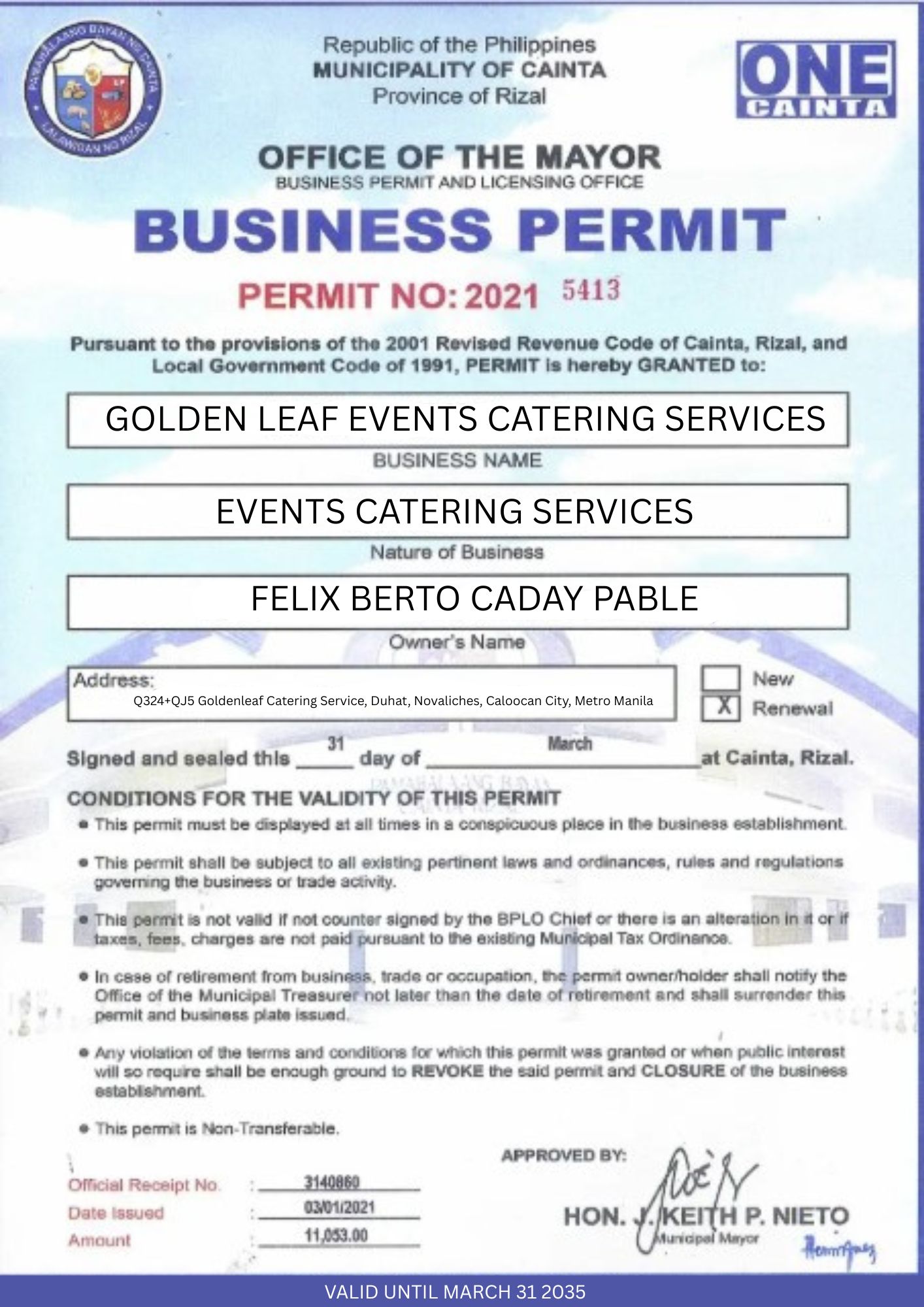 Food Safety Certificate